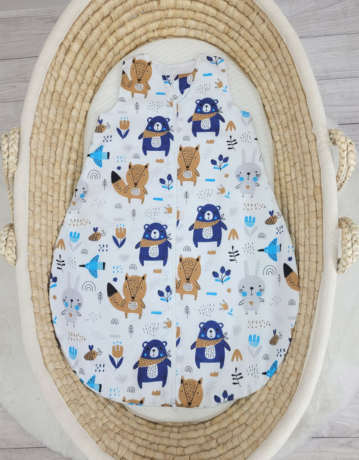 Cotton baby sleeping bag S 0-6 months for summer TOG 1.0 - navy blue bears