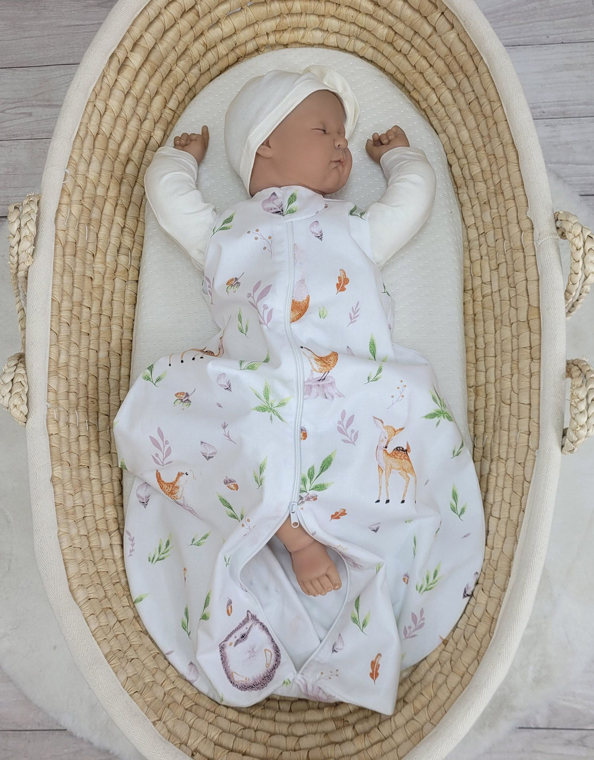 Cotton baby sleeping bag S 0-6 months for summer TOG 1.0 - forest softness