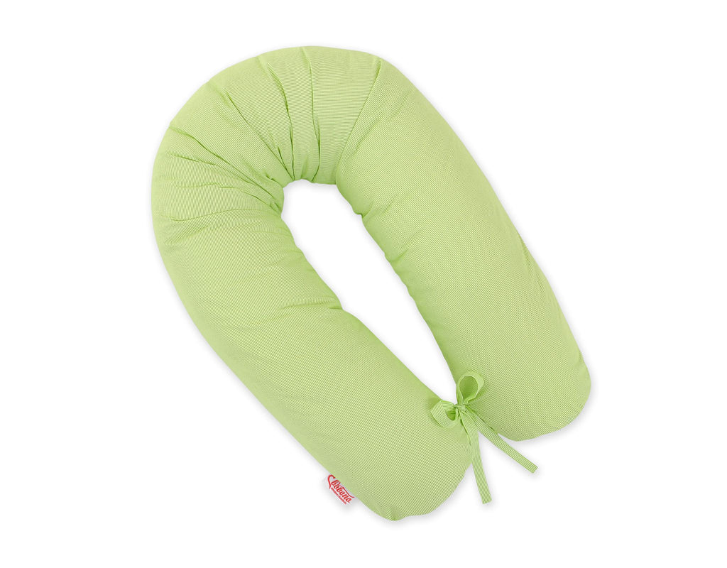 Cotton pillowcase for pregnancy pillow Longer - Green strips