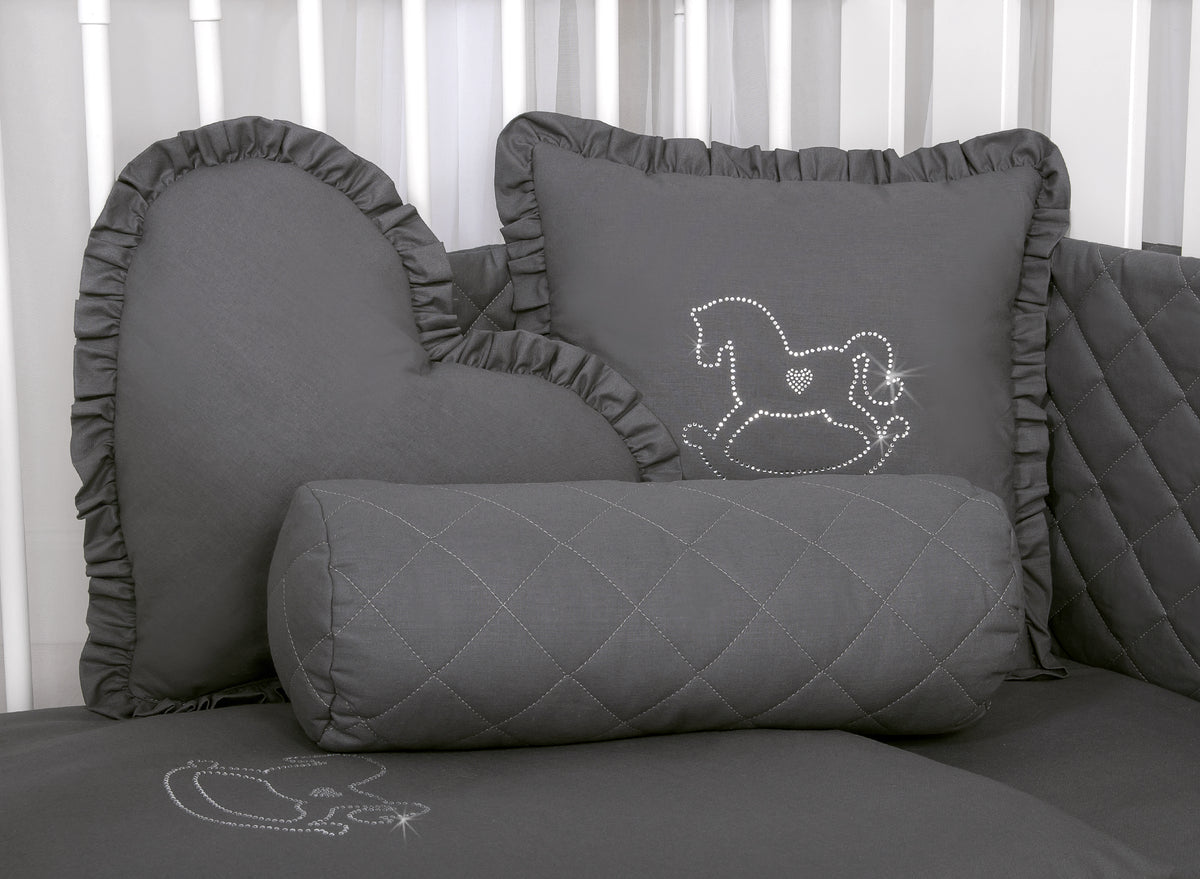 Decorative pillow with application - anthracite