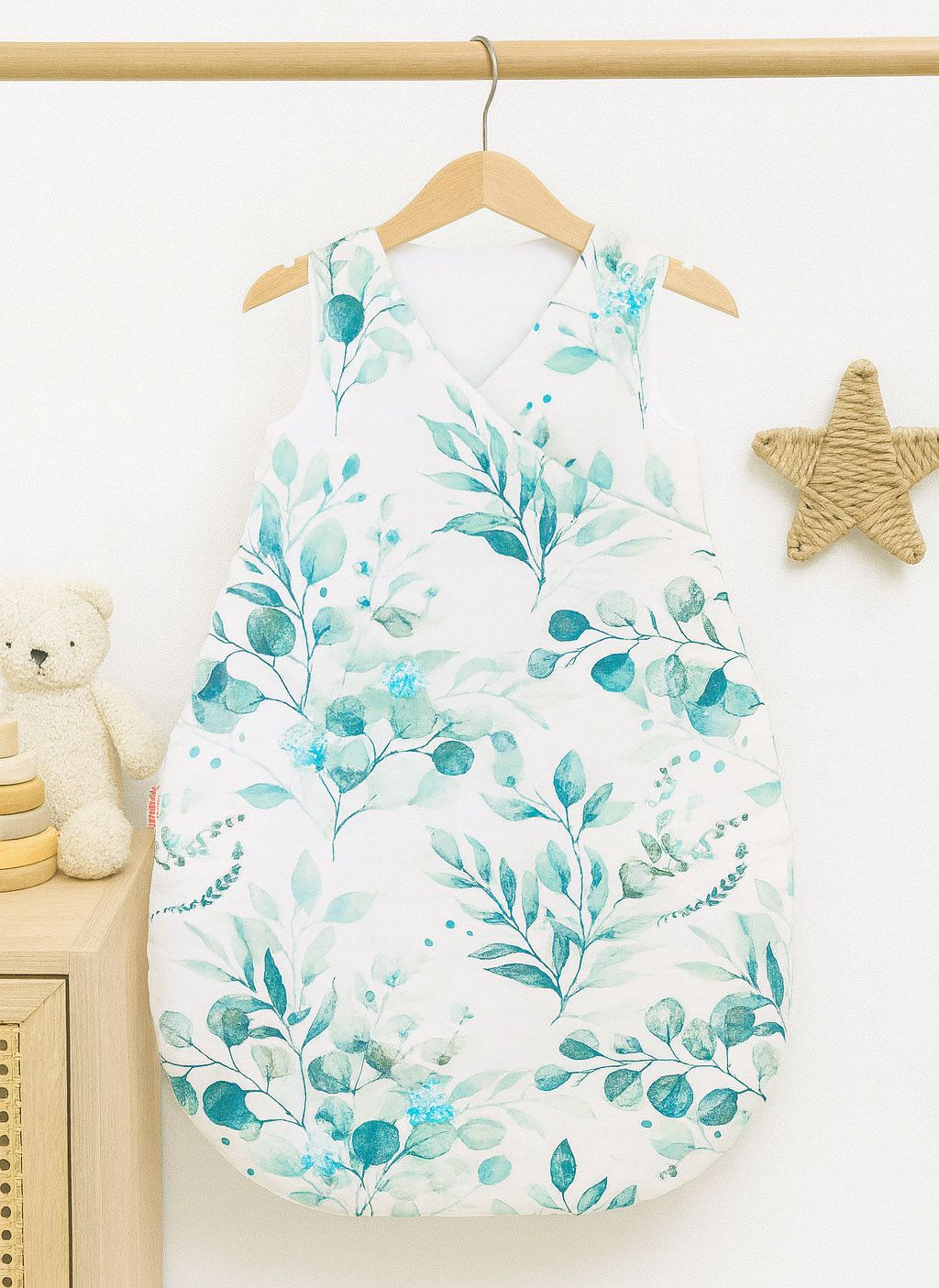 Cotton sleeping bag for children, size M, 3-12 months, TOG 2.5, all-season - eucaliptus mint