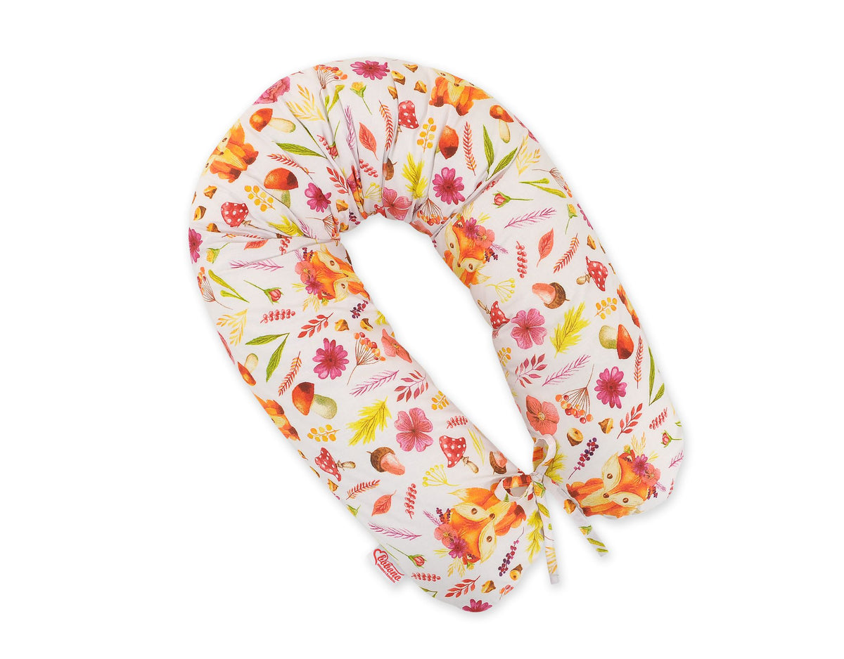 Pregnancy pillow- Longer, removable pillowcase - Fox in a wreath