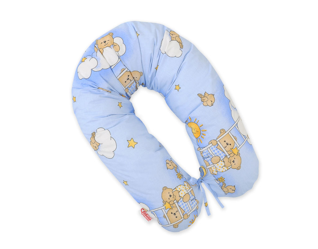 Pregnancy pillow- Longer, removable pillowcase - Blue teddy bears