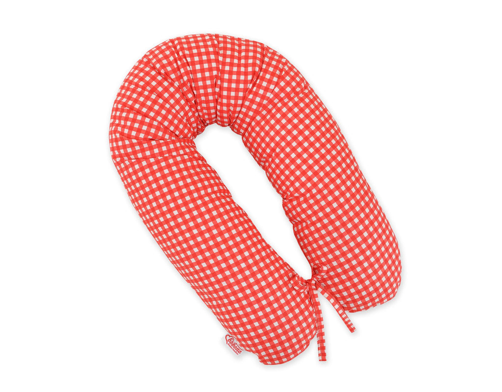 Pregnancy pillow- Longer, removable pillowcase - red checkered