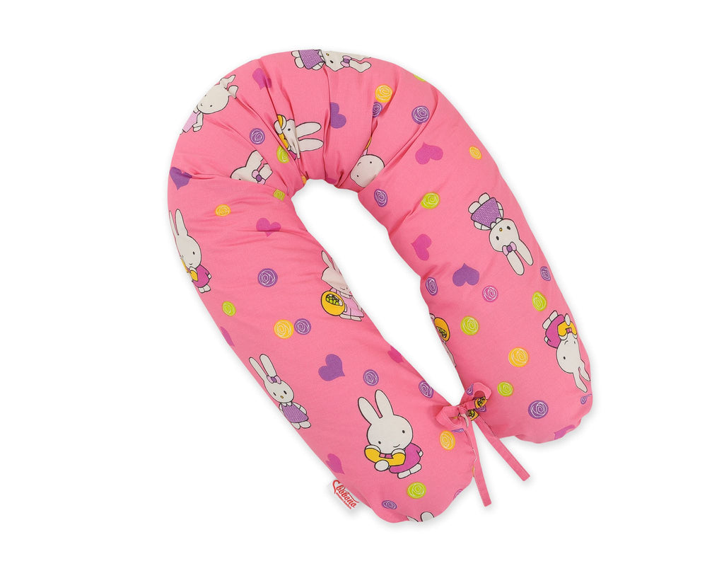 Pregnancy pillow- Longer, removable pillowcase - Hallo rabbit pink