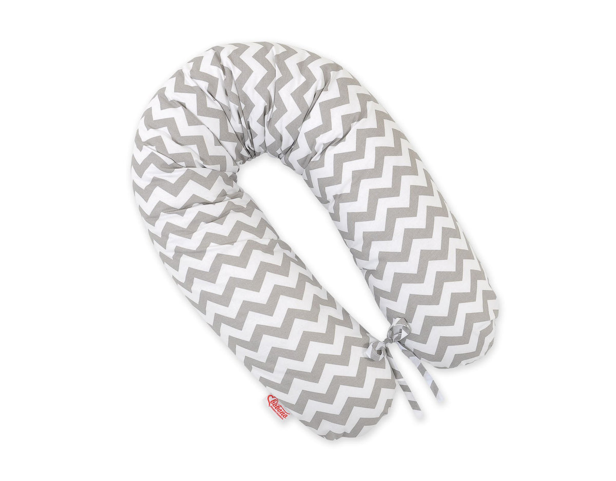 Pregnancy pillow- Longer, removable pillowcase - Chevron grey
