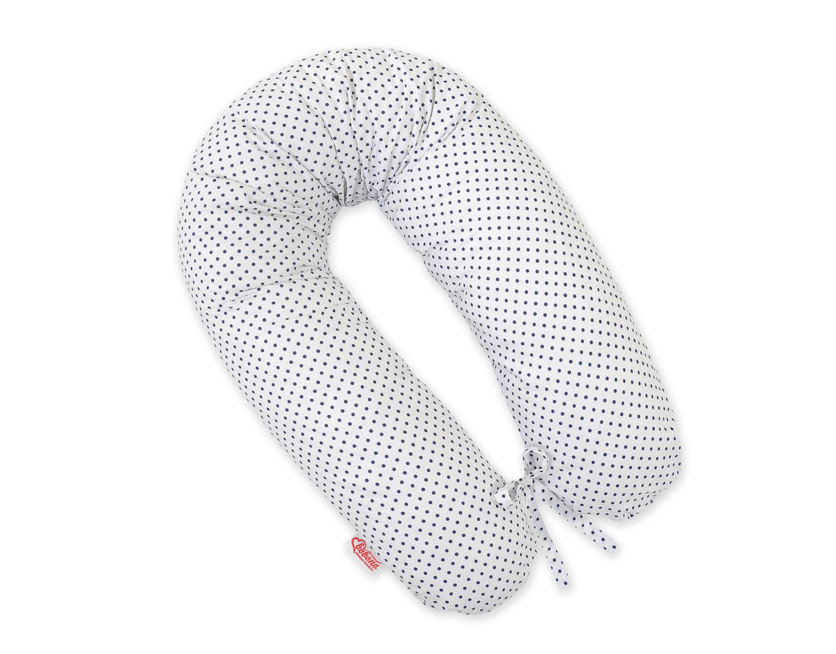 Pregnancy pillow- Longer, removable pillowcase - Navy blue dots