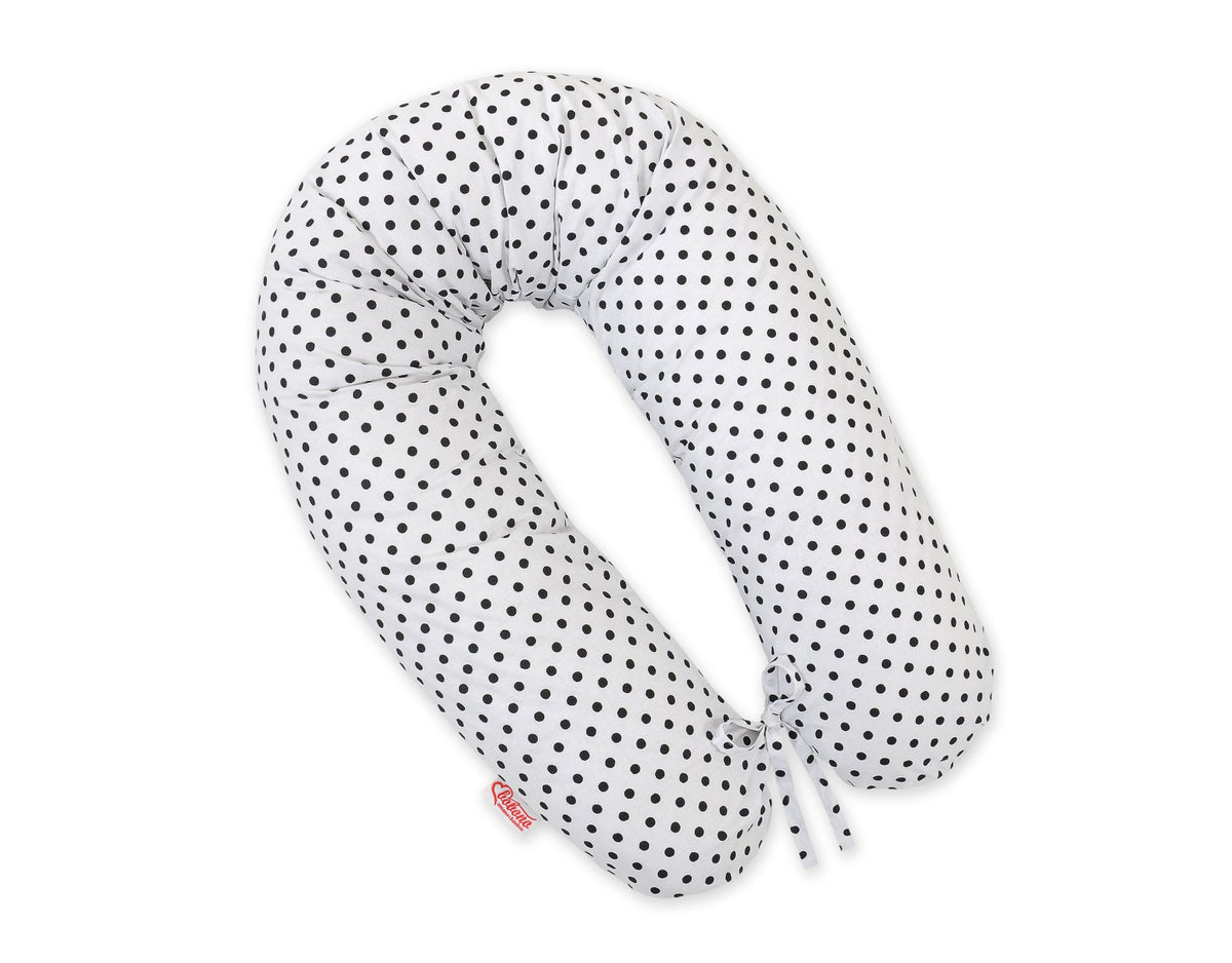Pregnancy pillow- Longer, removable pillowcase - Black dots