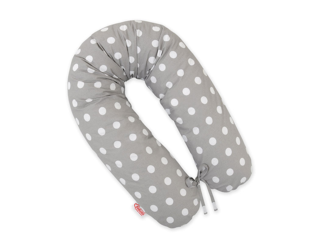 Pregnancy pillow- Longer, removable pillowcase - gray with white dots