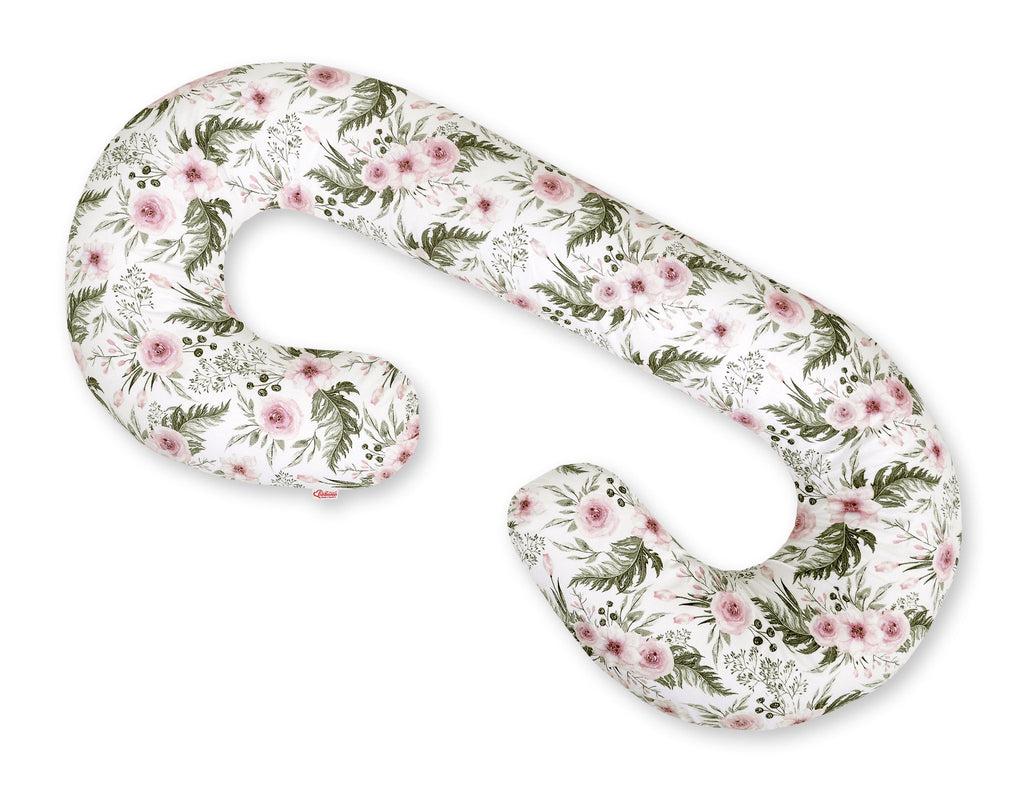 Cotton pillowcase for pregnancy Pillow C - peony flower pink