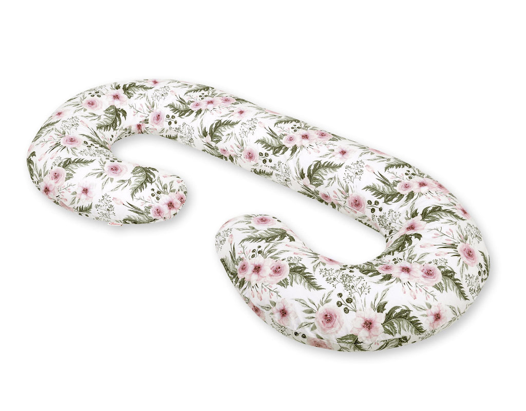Cotton pillowcase for pregnancy Pillow C - peony flower pink