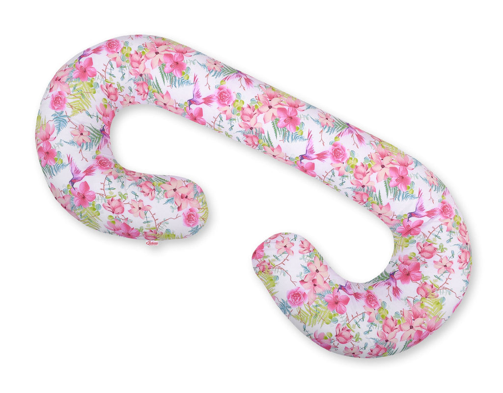 Cotton pillowcase for pregnancy Pillow C - hummingbirds in flowers