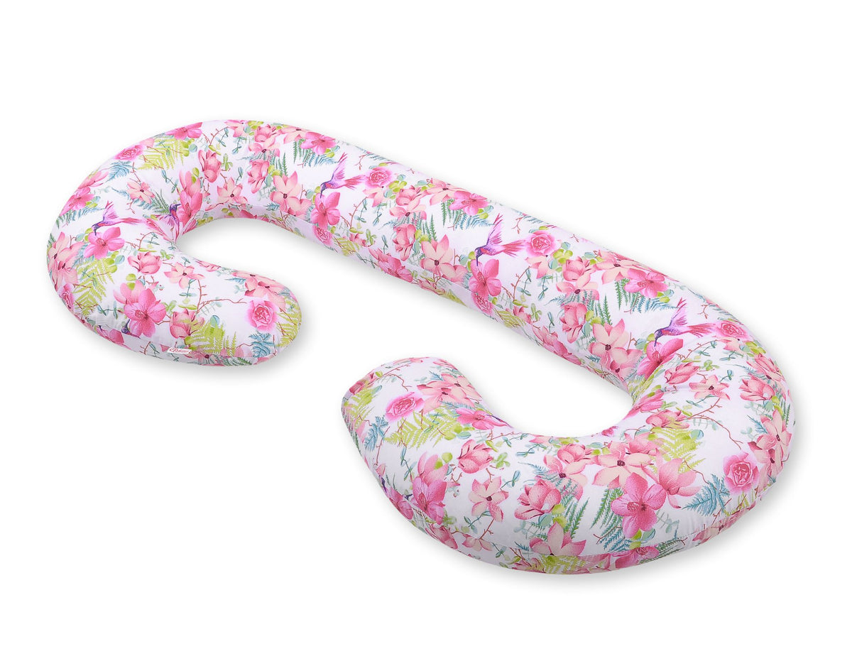 Cotton pillowcase for pregnancy Pillow C - hummingbirds in flowers