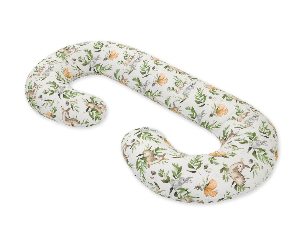 Maternity Support Pillow C, removable pillowcase - Woodland green