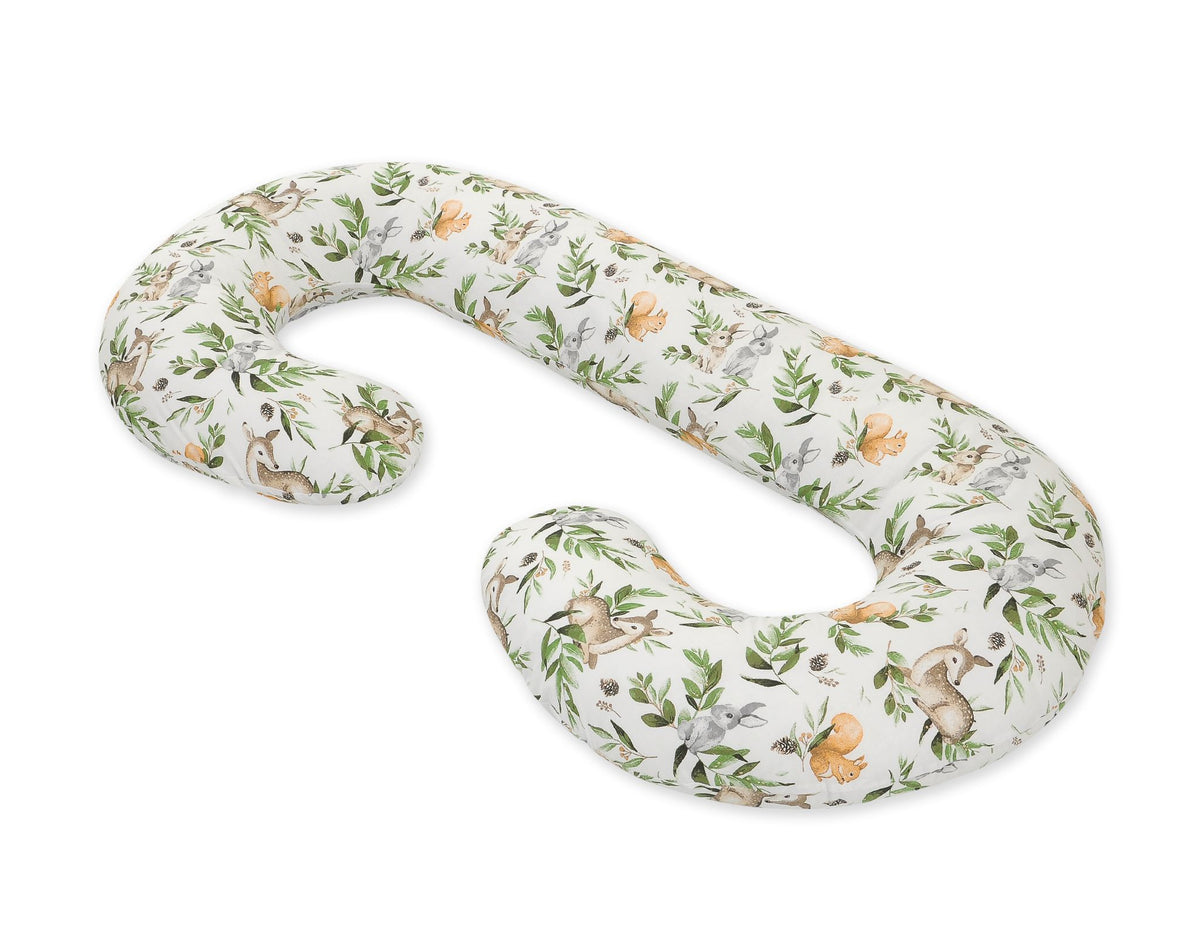 Cotton pillowcase for pregnancy Pillow C - Woodland green