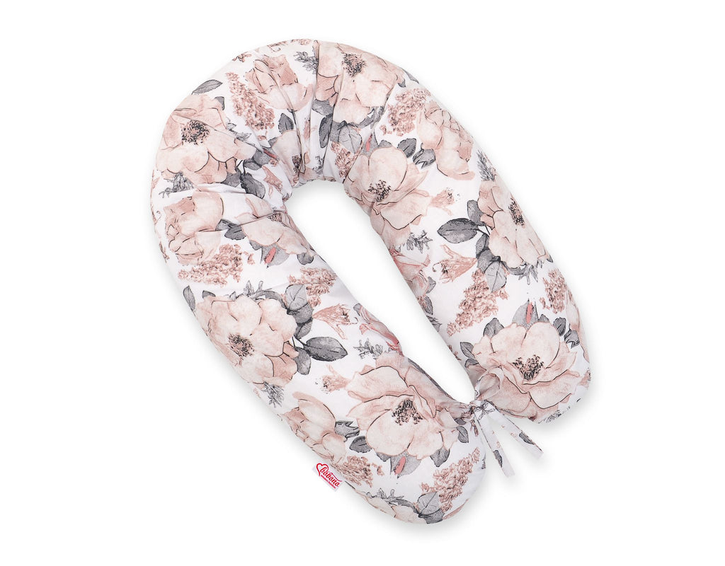 Pregnancy pillow- Longer, removable pillowcase - Sepia roses