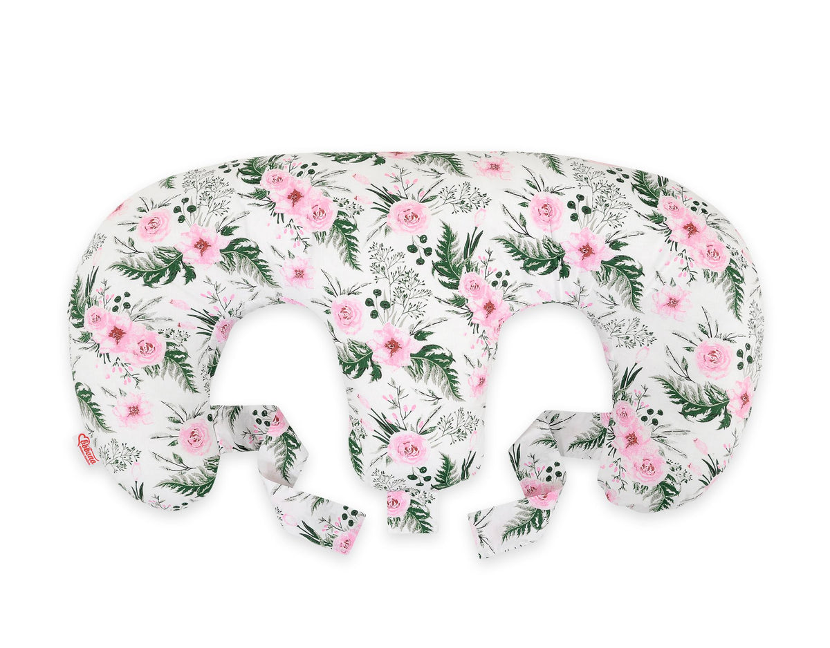 Replacement Cover for Bobono Twin Nursing Pillow – 100% Cotton - peony flower pink