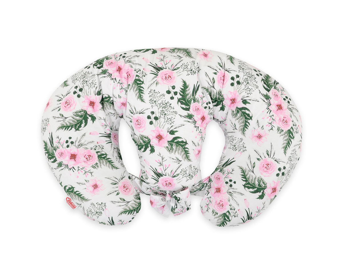 Replacement Cover for Bobono Twin Nursing Pillow – 100% Cotton - peony flower pink
