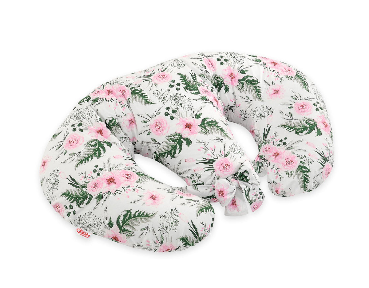 Replacement Cover for Bobono Twin Nursing Pillow – 100% Cotton - peony flower pink