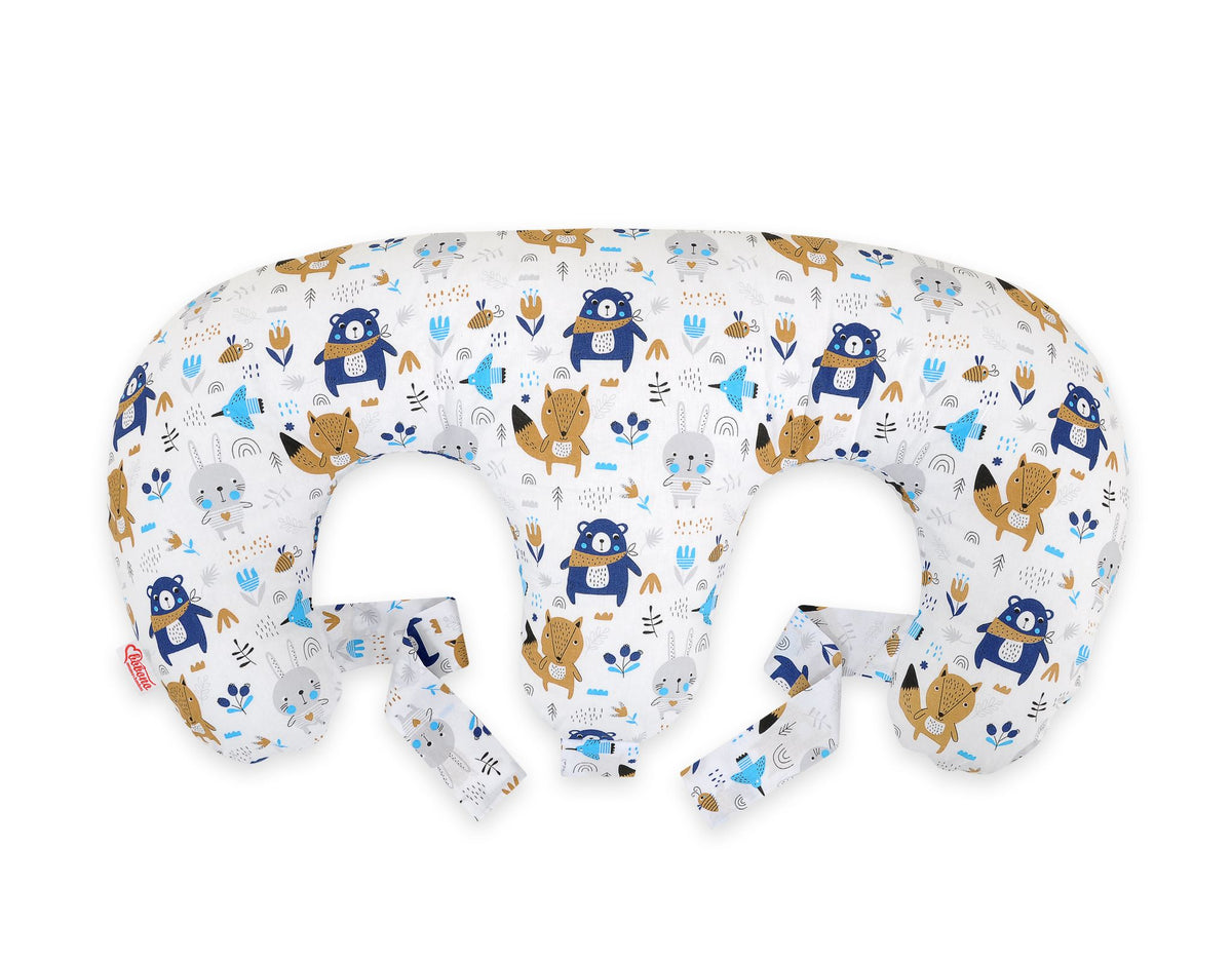 Replacement Cover for Bobono Twin Nursing Pillow – 100% Cotton - Free Feeding- navy blue bears