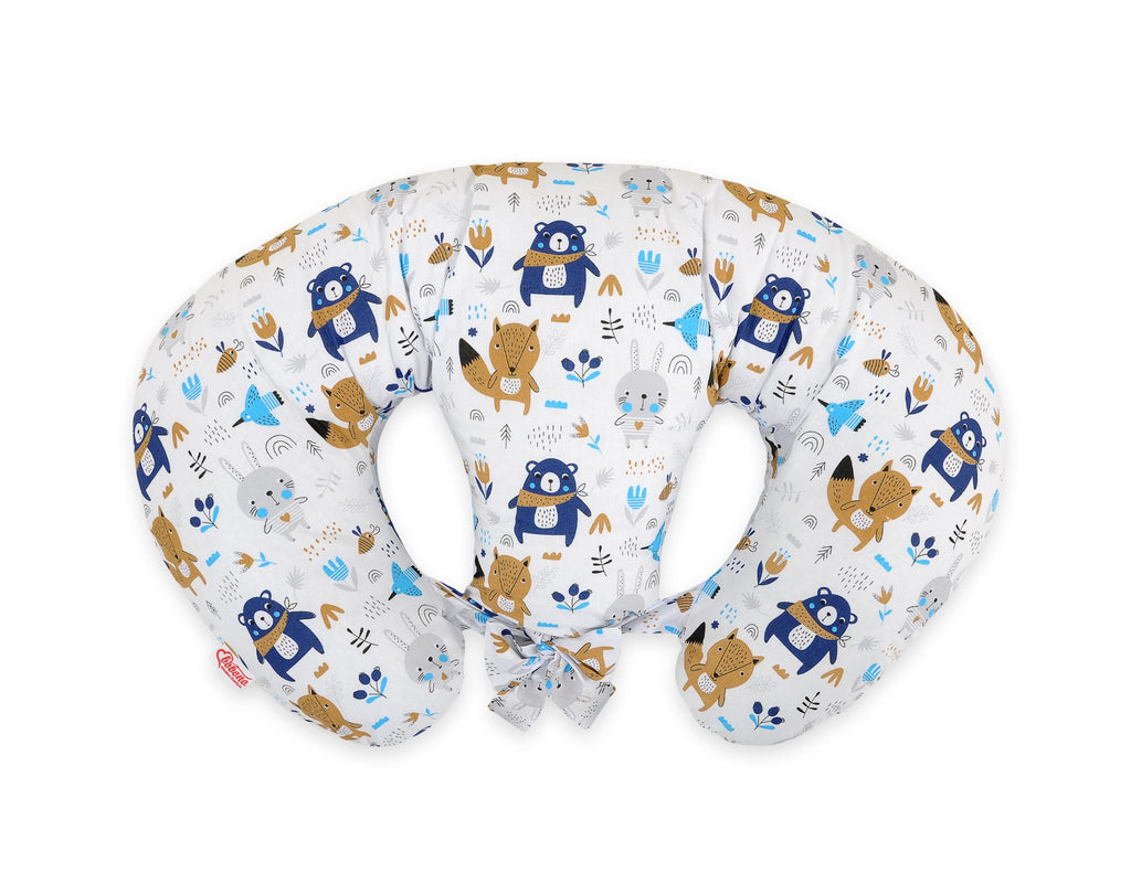 Replacement Cover for Bobono Twin Nursing Pillow – 100% Cotton - Free Feeding- navy blue bears