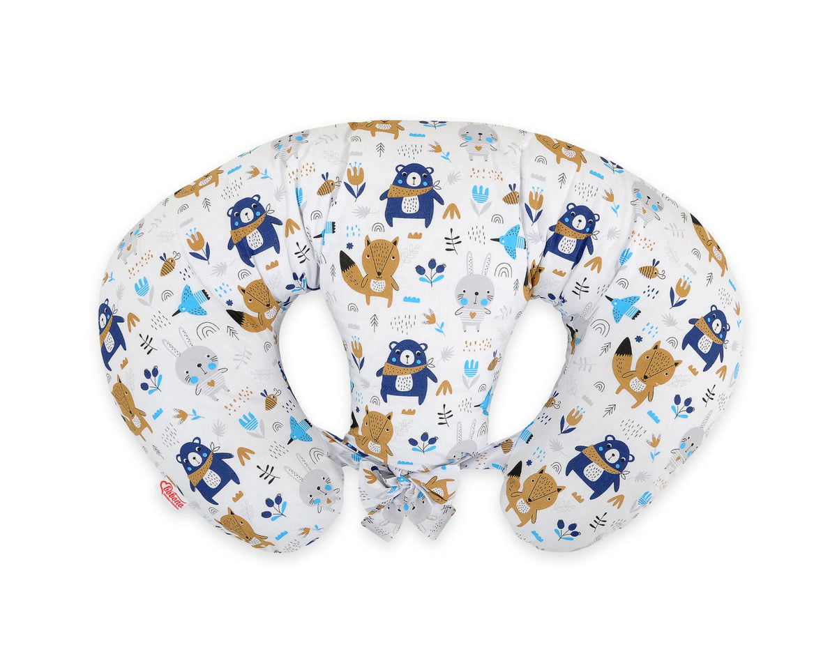 Replacement Cover for Bobono Twin Nursing Pillow – 100% Cotton - Free Feeding- navy blue bears