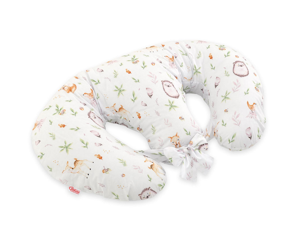 Twin nursing pillow, Breastfeeding Croissant Pillow, removable, Hands-Free Feeding- forest softness