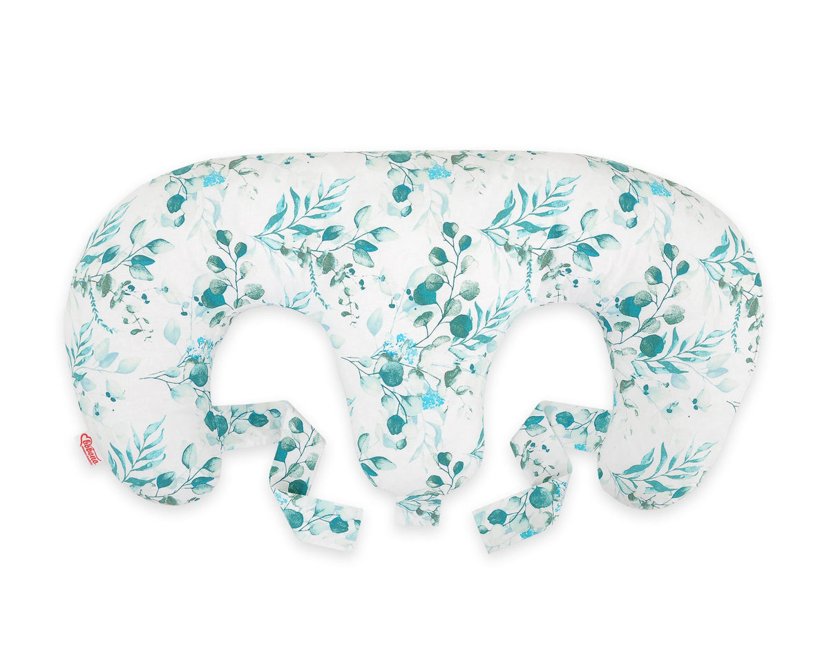 Twin nursing pillow, Breastfeeding Croissant Pillow, removable, Hands-Free Feeding- eucaliptus mint