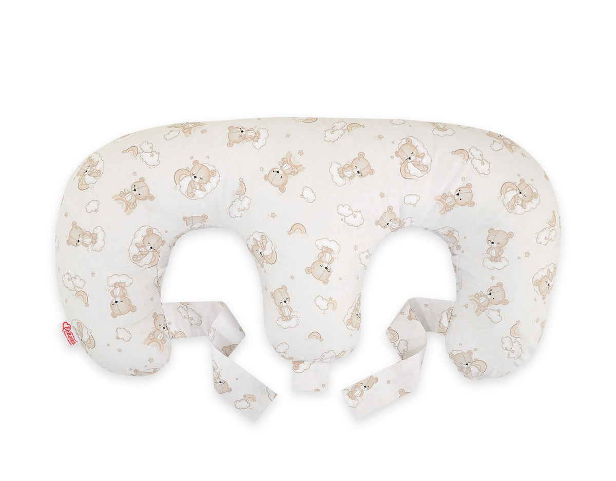 Twin nursing pillow, Breastfeeding Croissant Pillow, removable, Hands-Free Feeding- rainbow bear