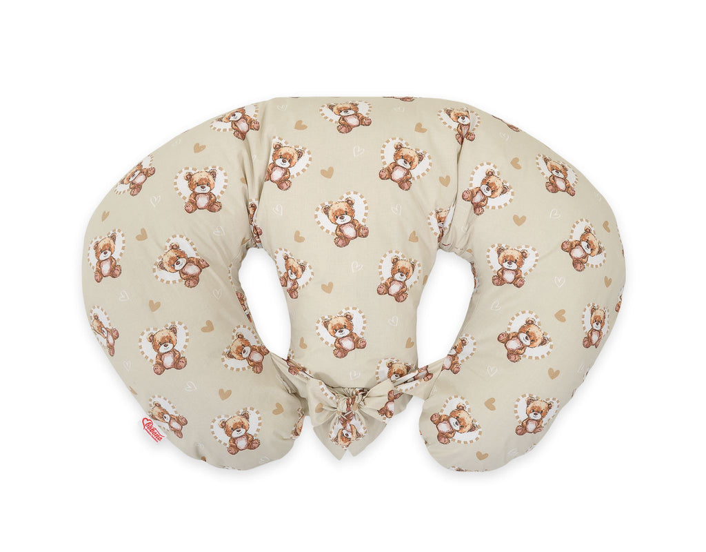 Twin nursing pillow, Breastfeeding Croissant Pillow, removable, Hands-Free Feeding- teddy love