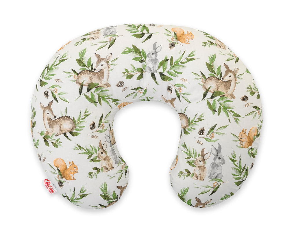 Breastfeeding Pillow Nursing Croissant Pillow, removable, Hands-Free Feeding - Woodland green