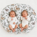 Twin nursing pillow, Breastfeeding Croissant Pillow, removable, Hands-Free Feeding- woodland olive
