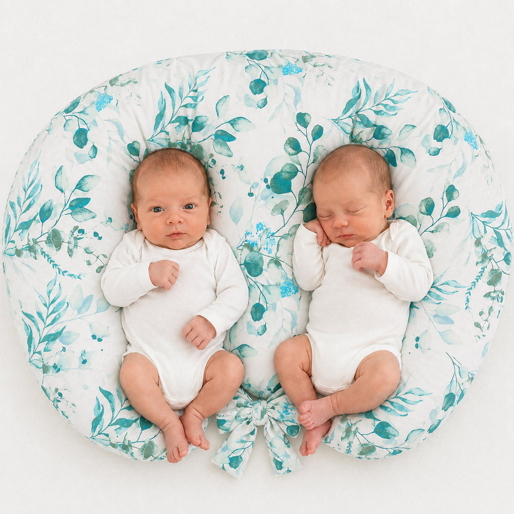 Replacement Cover for Bobono Twin Nursing Pillow – 100% Cotton - eucaliptus mint