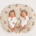 Twin nursing pillow, Breastfeeding Croissant Pillow, removable, Hands-Free Feeding- teddy love