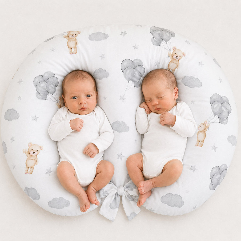 Replacement Cover for Bobono Twin Nursing Pillow – 100% Cotton - teddy bear