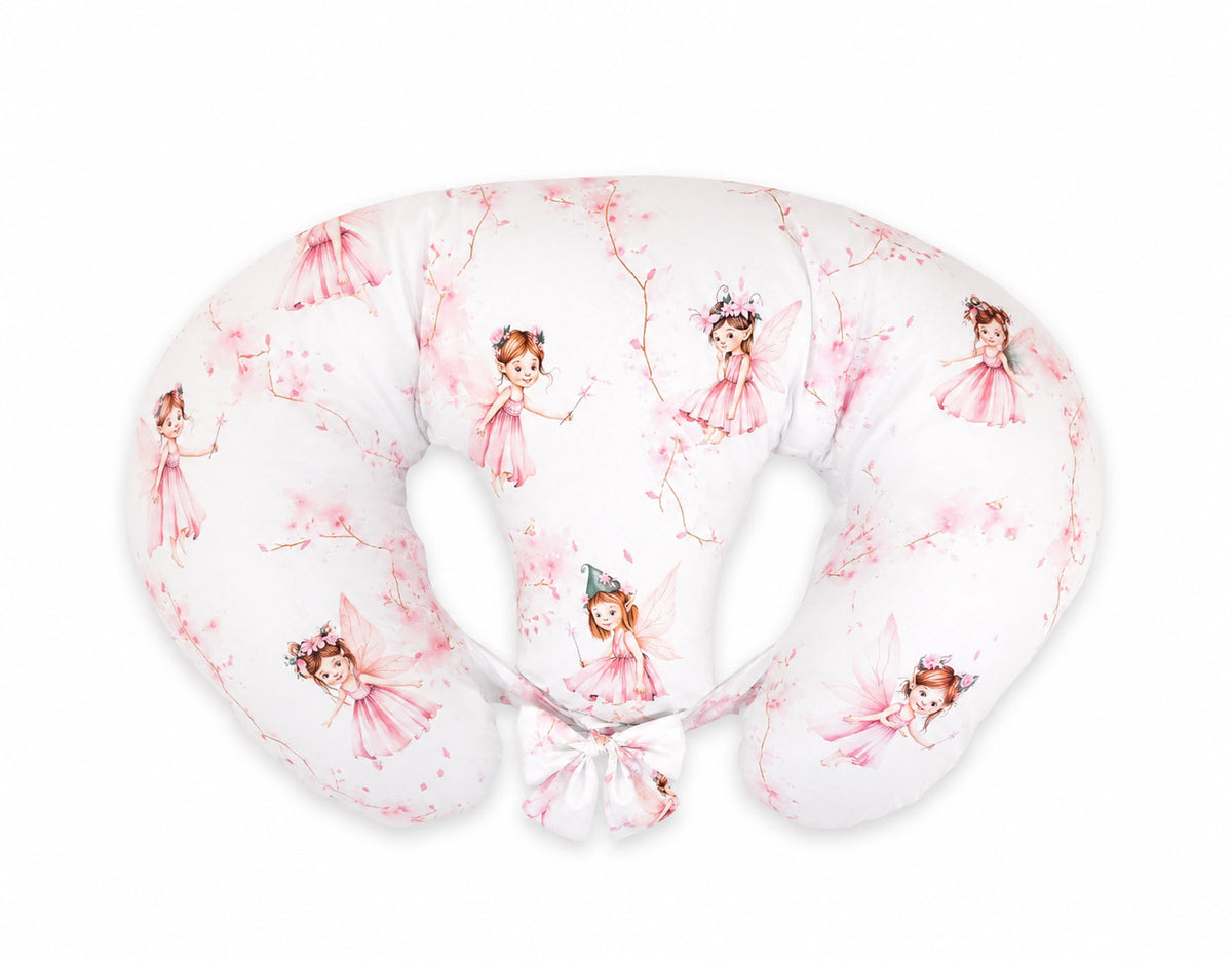 Twin nursing pillow, Breastfeeding Croissant Pillow, removable, Hands-Free Feeding- Blossom Fairies