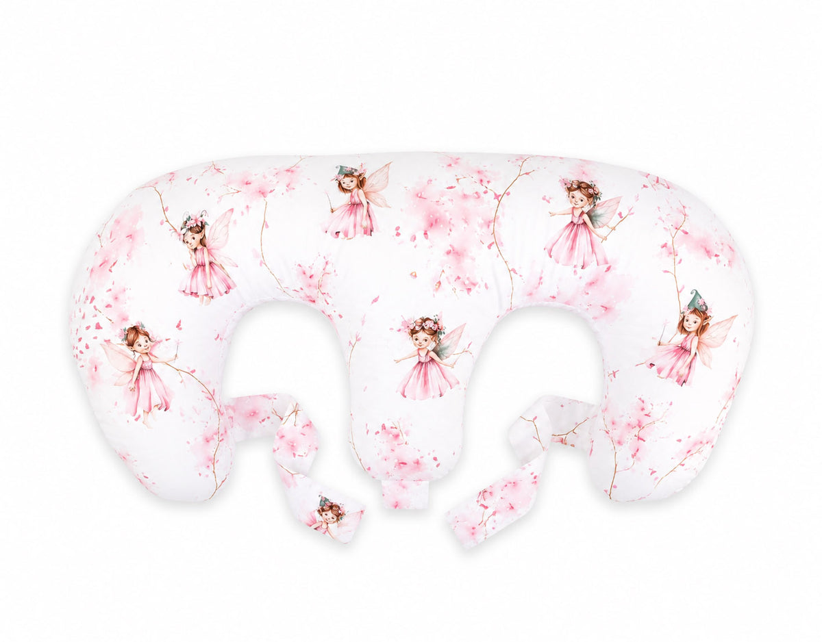 Twin nursing pillow, Breastfeeding Croissant Pillow, removable, Hands-Free Feeding- Blossom Fairies