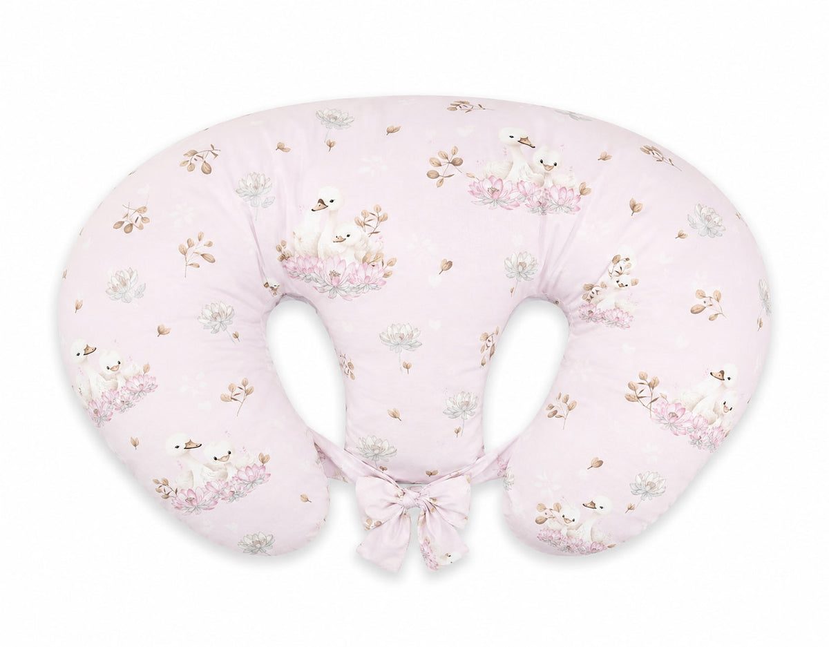 Twin nursing pillow, Breastfeeding Croissant Pillow, removable, Hands-Free Feeding- Little Swans