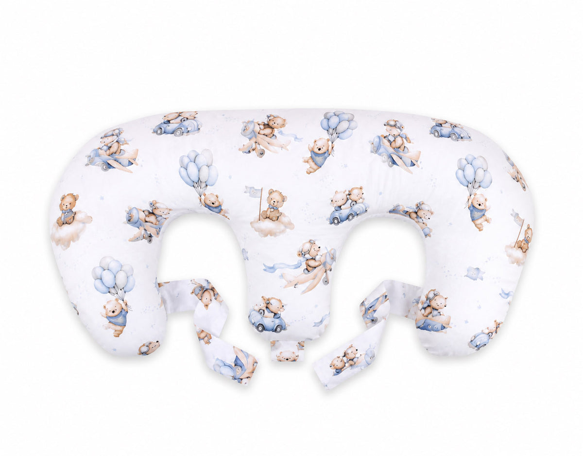 Replacement Cover for Bobono Twin Nursing Pillow – 100% Cotton - Blue Sky Bears