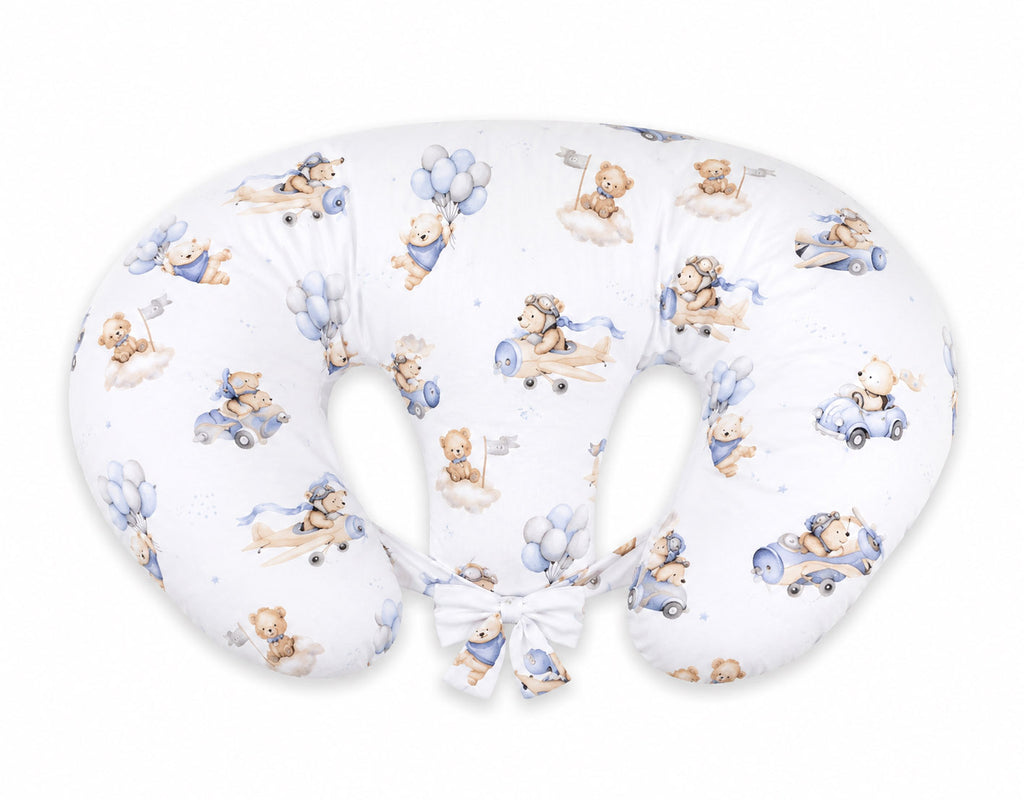 Replacement Cover for Bobono Twin Nursing Pillow – 100% Cotton - Blue Sky Bears
