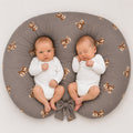 Twin nursing pillow, Breastfeeding Croissant Pillow, removable, Hands-Free Feeding- Toffee Teddy