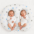 Replacement Cover for Bobono Twin Nursing Pillow – 100% Cotton - Grey-blue stars