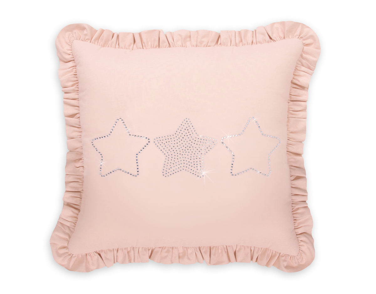 Decorative pillow with application - powder pink