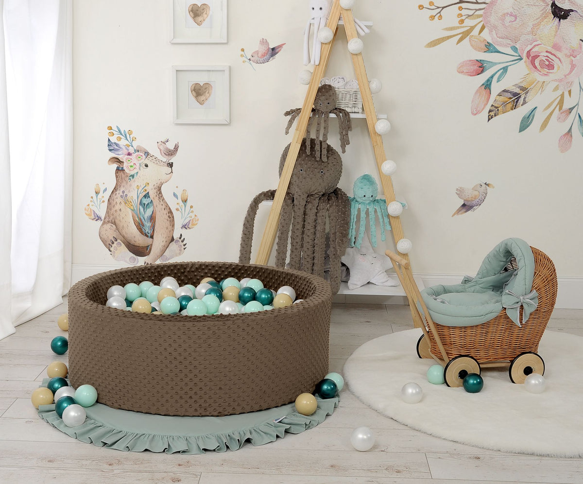 Ball-pit minky H-30 cm with balls 200pcs- chocolate