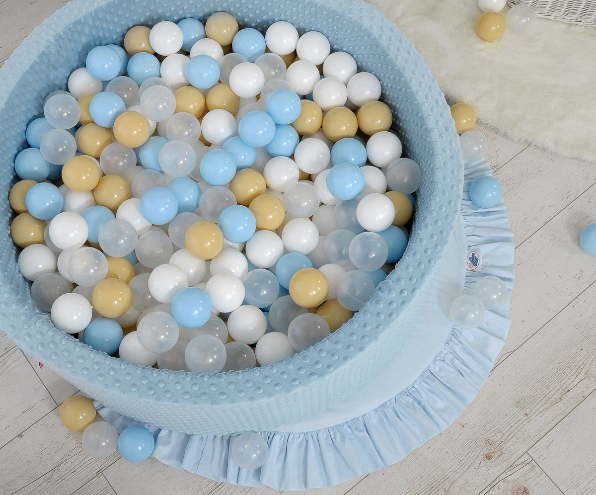 Ball-pit minky H-30 cm with balls 300pcs - misty blue