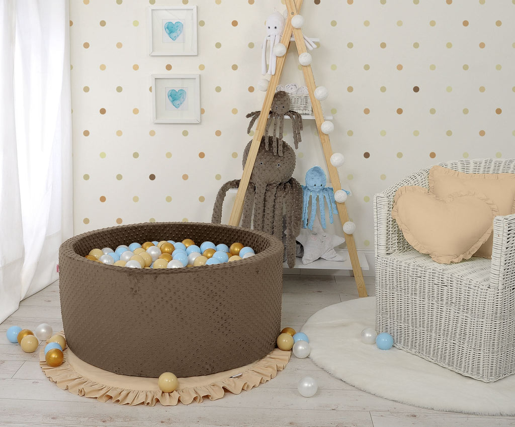 Ball-pit minky H-40 cm with balls 200pcs - chocolate