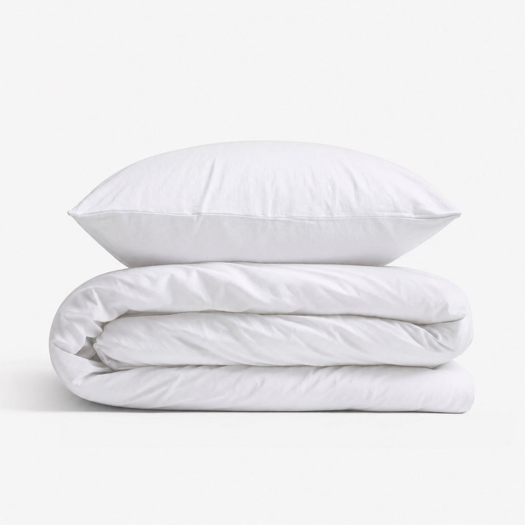 Cotton children's bedding set, 2 pieces, pillowcase 60x40 cm and duvet cover 120x90 cm - white