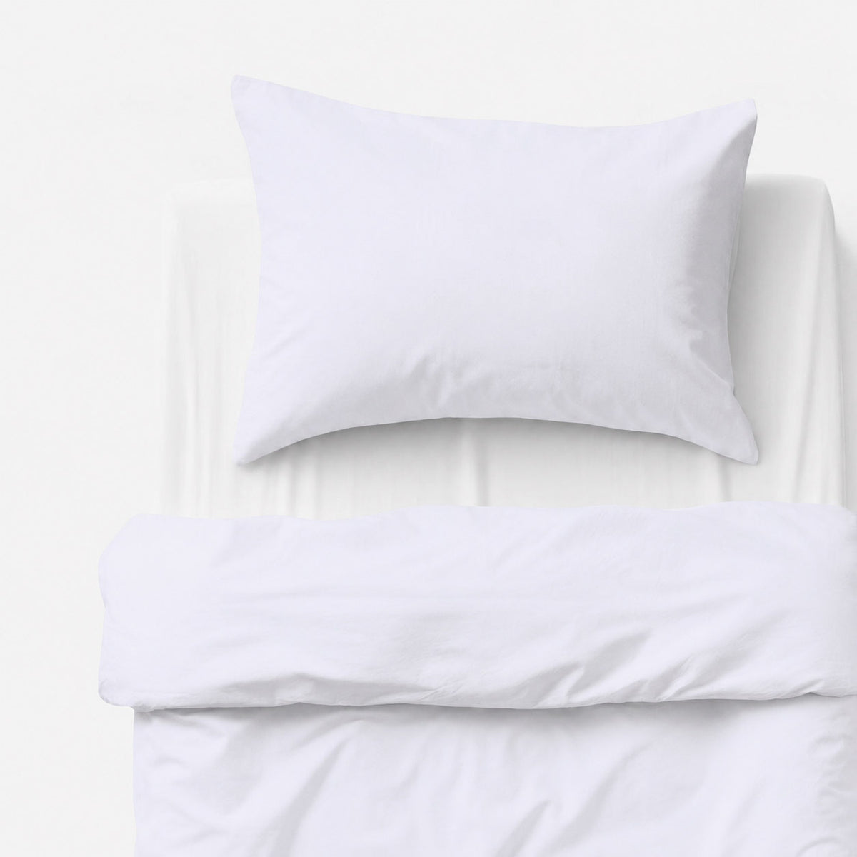 Cotton children's bedding set, 2 pieces, pillowcase 60x40 cm and duvet cover 120x90 cm - white