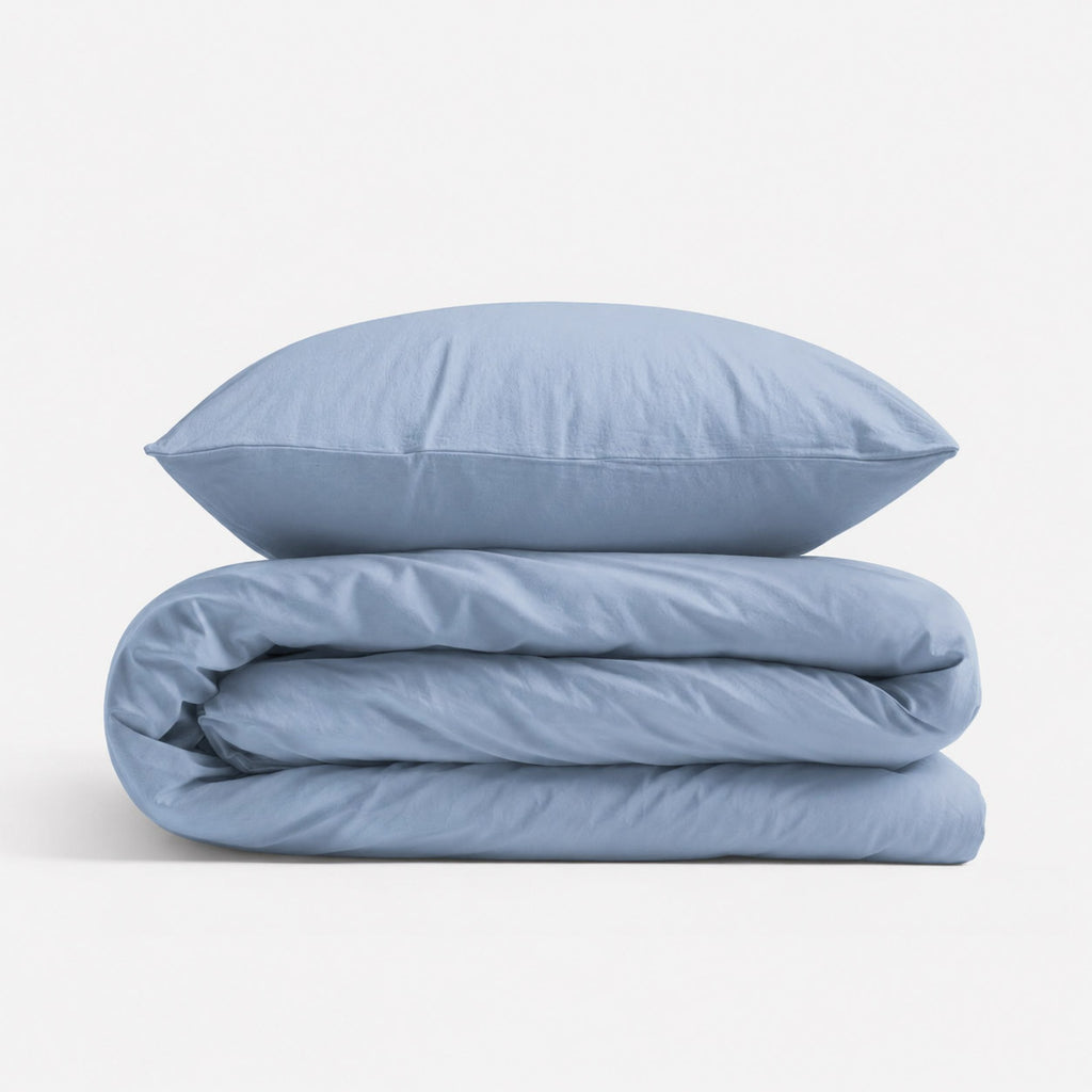 Cotton children's bedding set, 2 pieces, pillowcase 60x40 cm and duvet cover 120x90 cm - pastel blue