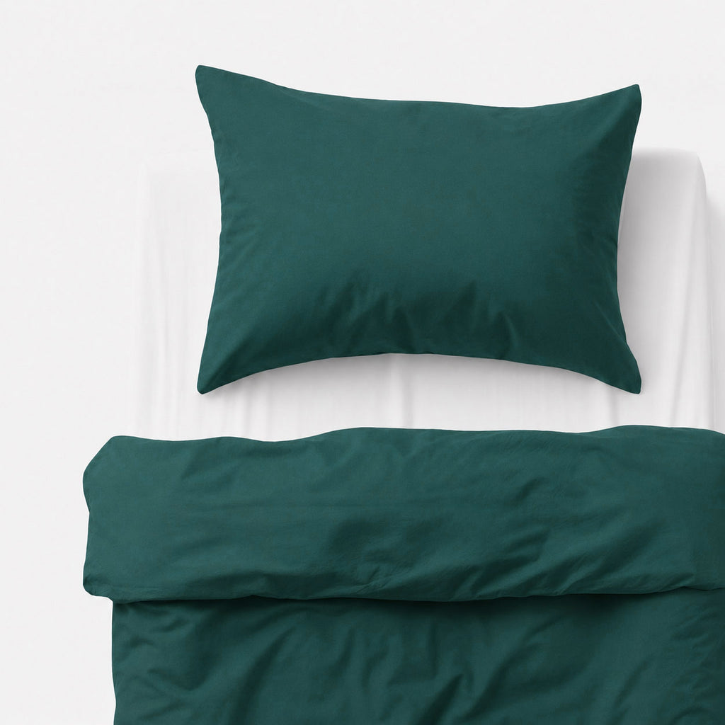 Cotton children's bedding set 2 pieces pillowcase 60x40 cm and duvet cover 135x100 cm bottle green